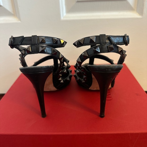 VALENTINO GARAVANI
Black Sparkle Rockstud Ankle Strap Heels - Picture 4 of 6